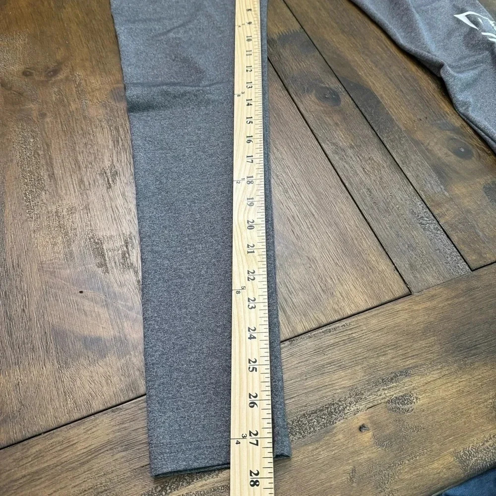 Gymshark leggings with logo on side leg. Gray, size small. Wide elastic waist. - Picture 10 of 10